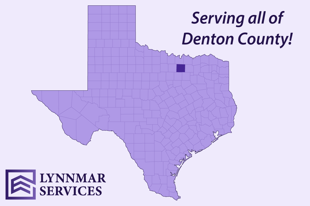 Map of Denton County cities served by Lynnmar Services